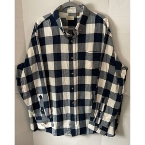 Hobbs Creek Mens 2XL Flannel Shirt  Blue White Buffalo Plaid Cotton Button Up